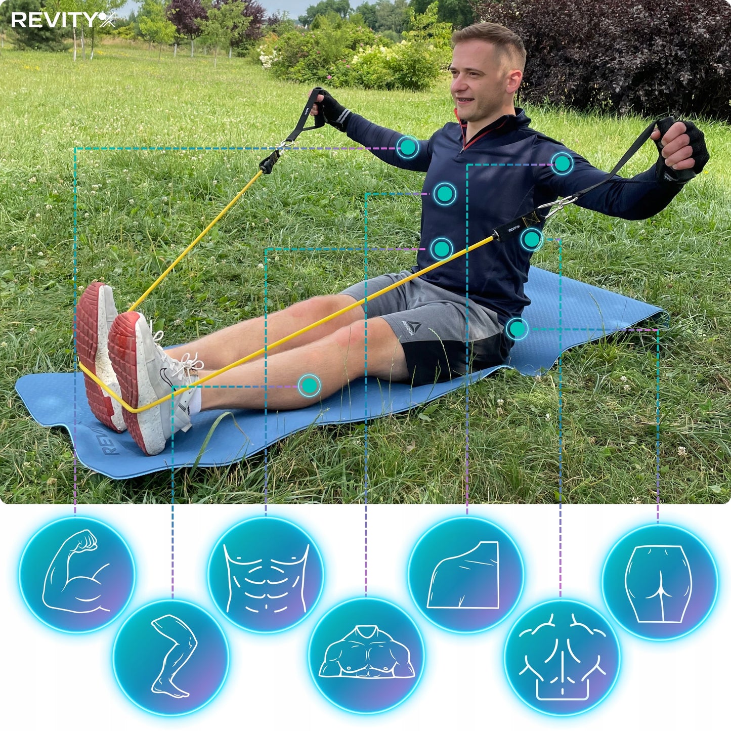 Treniruočių gumos WORKOUT BANDS PRO, Rinkinys iki 100 kg, Aukštos kokybės