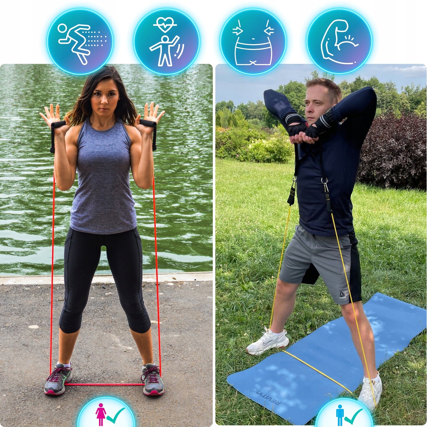 Treniruočių gumos WORKOUT BANDS PRO, Rinkinys iki 100 kg, Aukštos kokybės