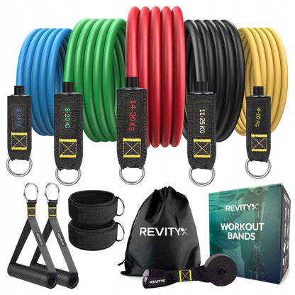 Treniruočių gumos WORKOUT BANDS PRO, Rinkinys iki 100 kg, Aukštos kokybės