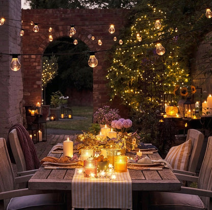 GIRLIANDA sodui ŠVIEČIANTIS LAIDAS 10m 20xE27 Komplektas su LED lemputėmis Berge