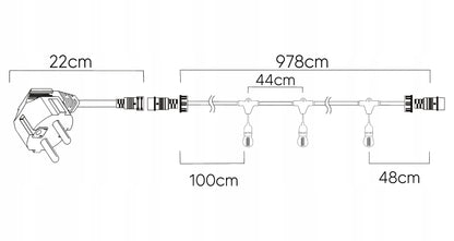 GIRLIANDA sodui ŠVIEČIANTIS LAIDAS 10m 20xE27 Komplektas su LED lemputėmis Berge