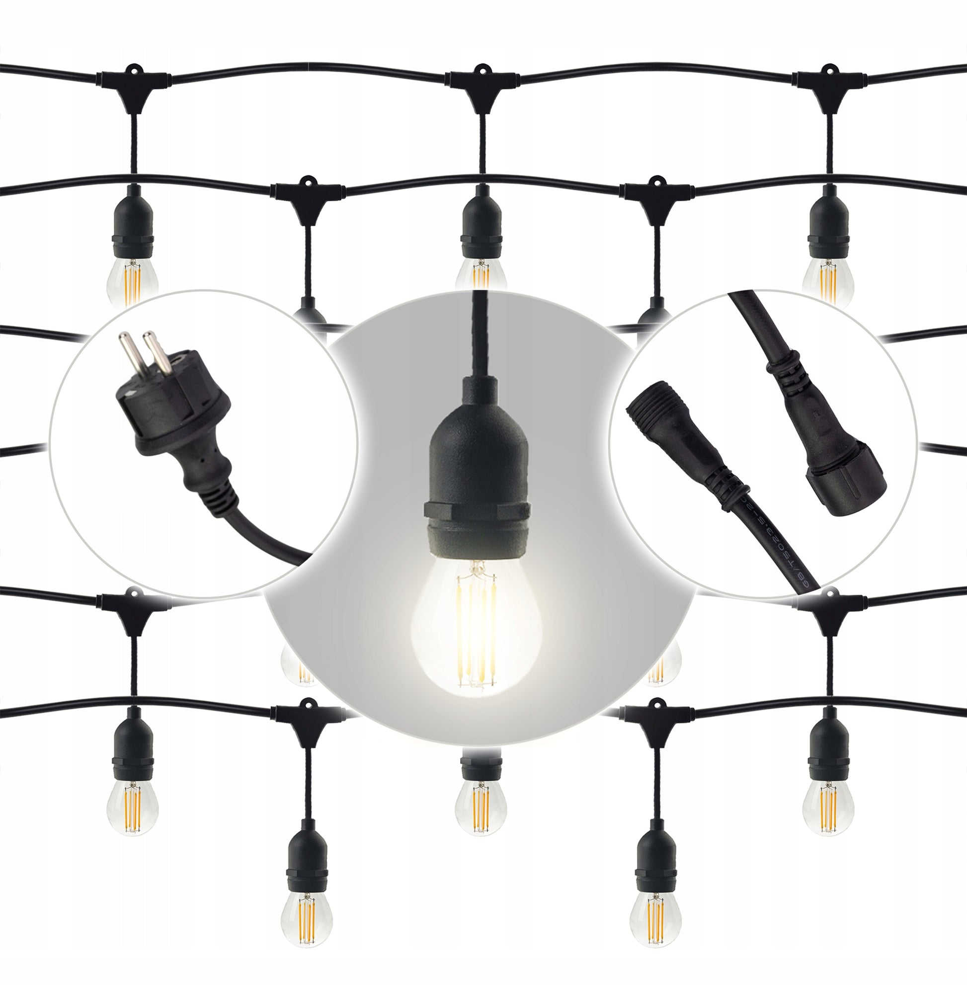 Sodo girlianda ŠVIESOS GRANDINĖ 15M 15xE27 Komplektas su LED lemputėmis IP44