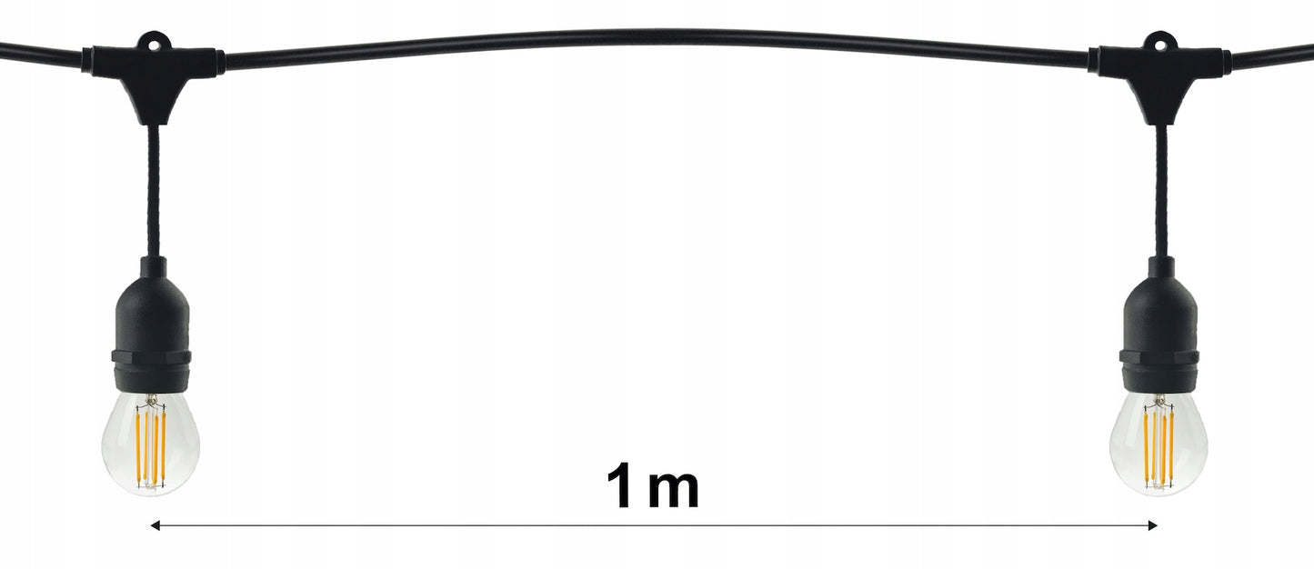 Sodo girlianda ŠVIESOS GRANDINĖ 15M 15xE27 Komplektas su LED lemputėmis IP44