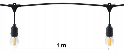 Sodo girlianda ŠVIESOS GRANDINĖ 15M 15xE27 Komplektas su LED lemputėmis IP44