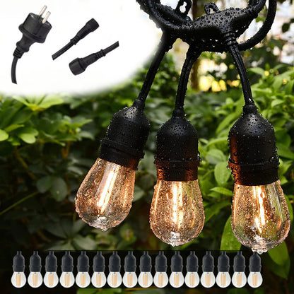 Sodo girlianda ŠVIESOS GRANDINĖ 15M 15xE27 Komplektas su LED lemputėmis IP44