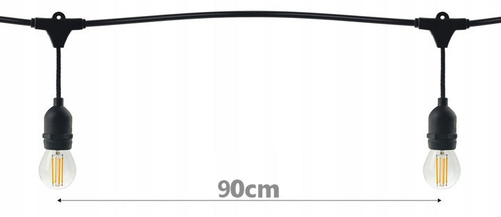 Sodo girlianda Šviesos grandinė 5m 5xE27 Komplektas su LED lemputėmis IP44