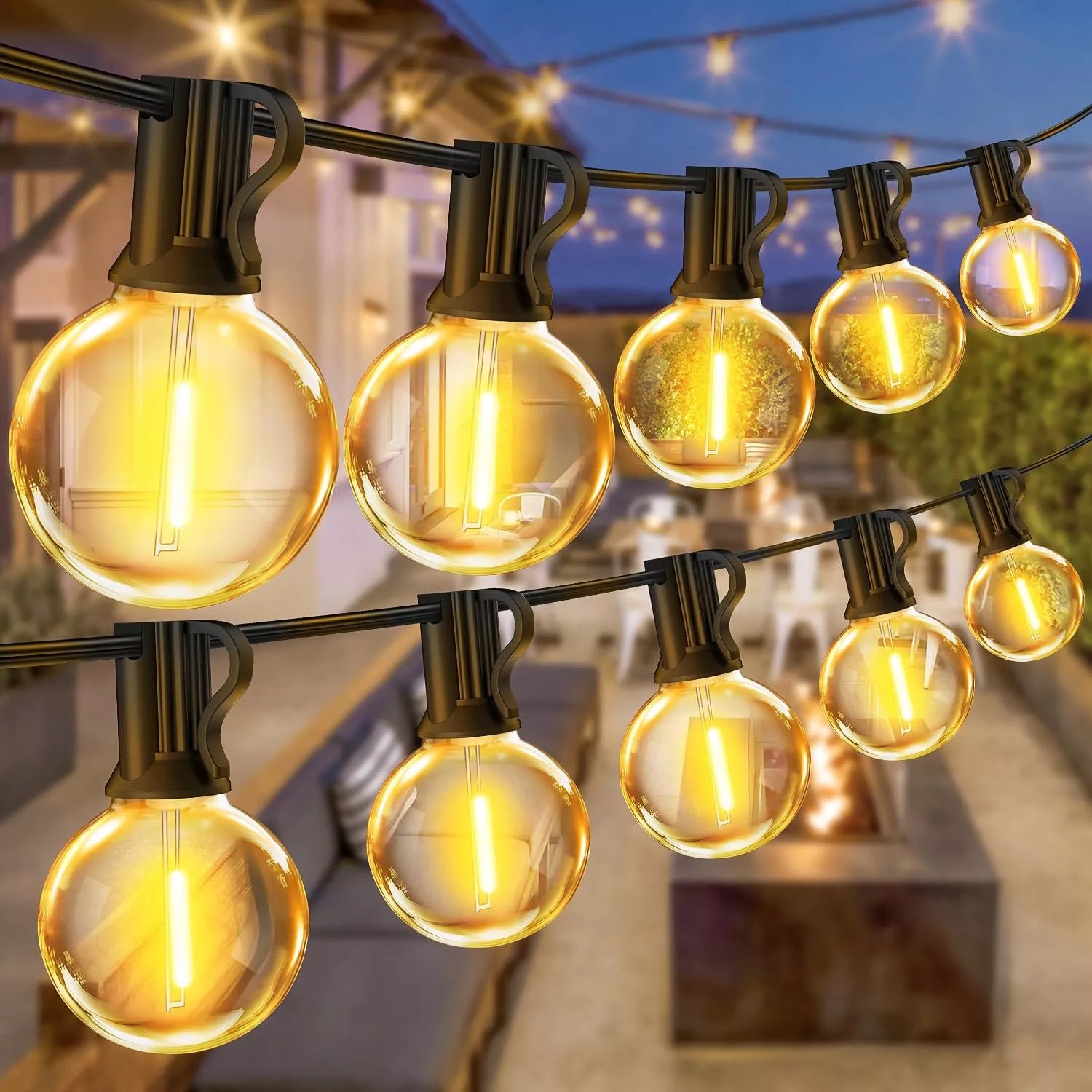 Lauko apšvietimo girlianda 20 m, 20 x 1 W LED lemputės, grandinėlė + 2