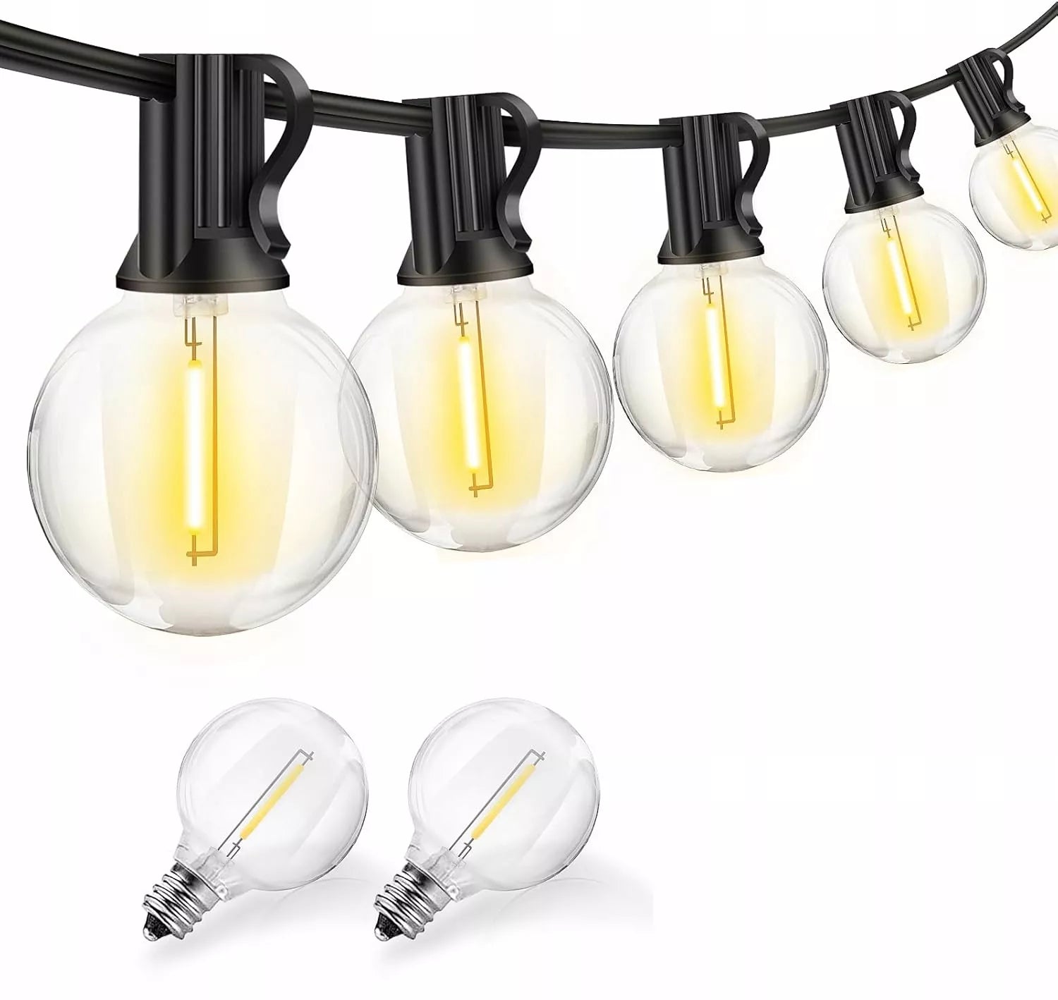 Lauko apšvietimo girlianda 20 m, 20 x 1 W LED lemputės, grandinėlė + 2