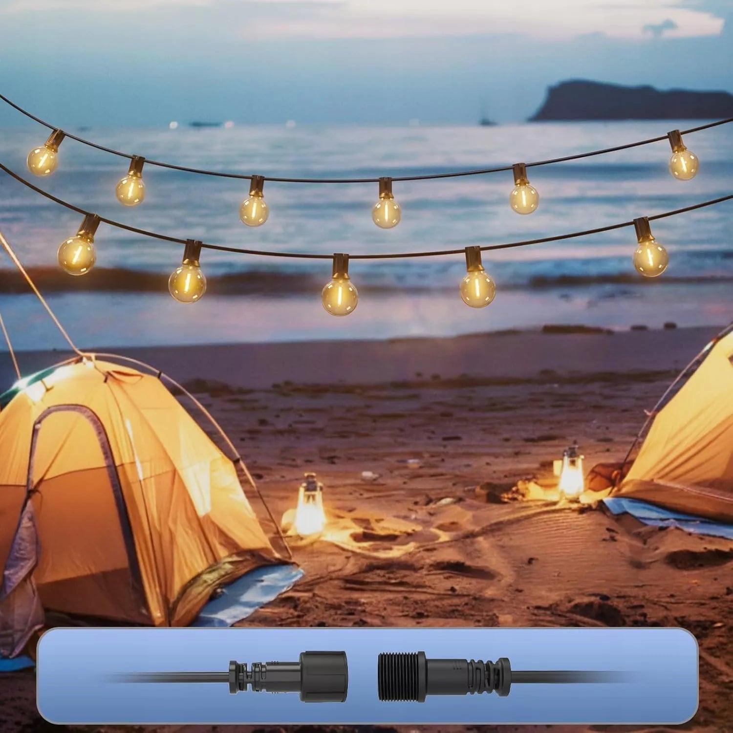 Lauko apšvietimo girlianda 20 m, 20 x 1 W LED lemputės, grandinėlė + 2