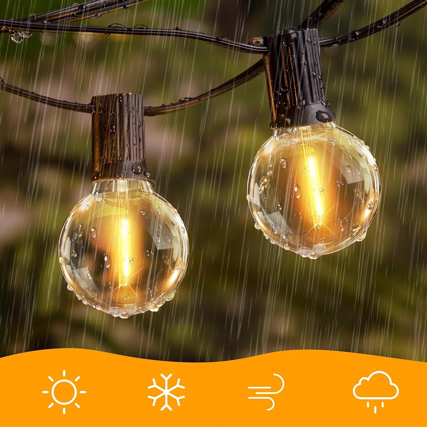 Lauko apšvietimo girlianda 20 m, 20 x 1 W LED lemputės, grandinėlė + 2 x E12 lemputės nemokamai