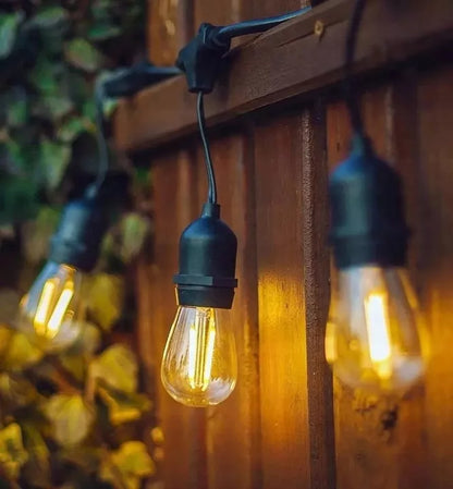 Lauko sodo girlianda šviesos grandinėlė 20 m + 20x E27 LED lemputė