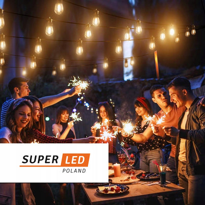 Lauko sodo girlianda šviesos grandinėlė 20 m + 20x E27 LED lemputė