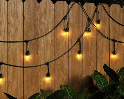 Lauko sodo girlianda šviesos grandinėlė 20 m + 20x E27 LED lemputė