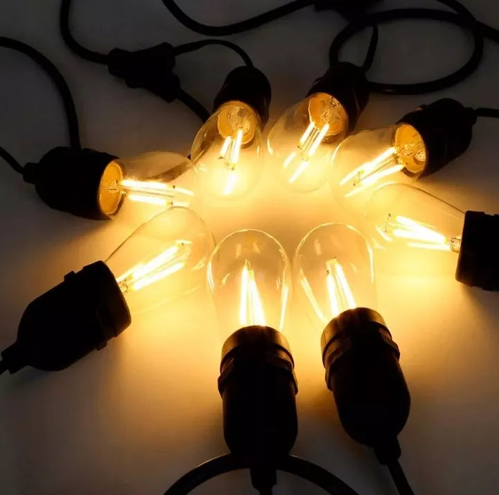 Lauko sodo girlianda šviesos grandinėlė 20 m + 20x E27 LED lemputė