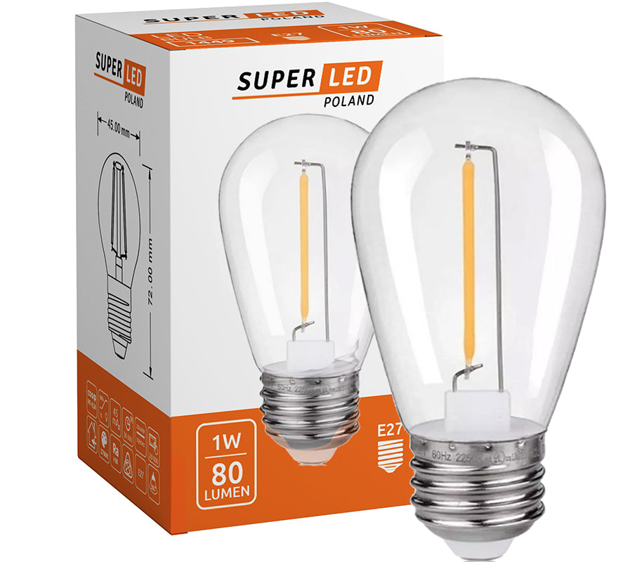 Lauko sodo girlianda šviesos grandinėlė 20 m + 20x E27 LED lemputė