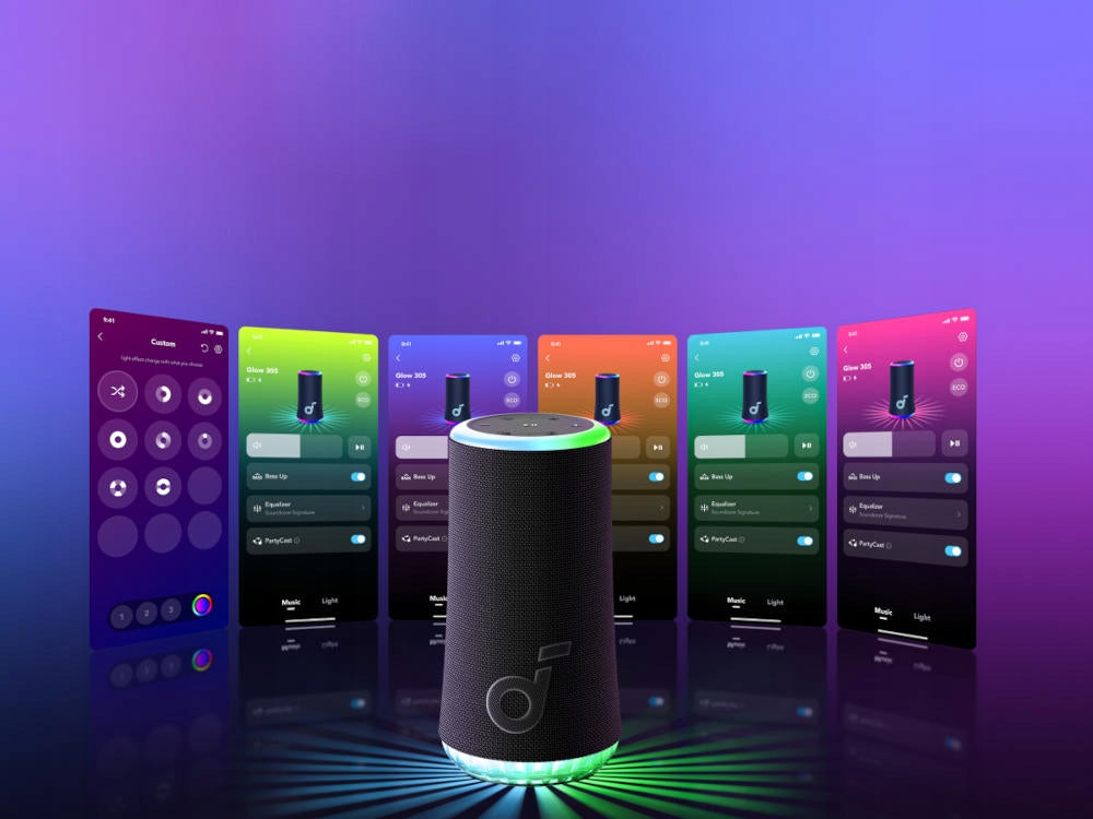 Bluetooth garsiakalbis Soundcore Glow 360 30W PartyCast 2.0 LED Juodas