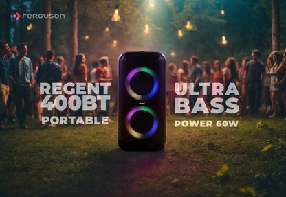 Nešiojamas Karaoke Partybox garsiakalbis Ferguson 400BT 60W FM BT USB AUX DSP