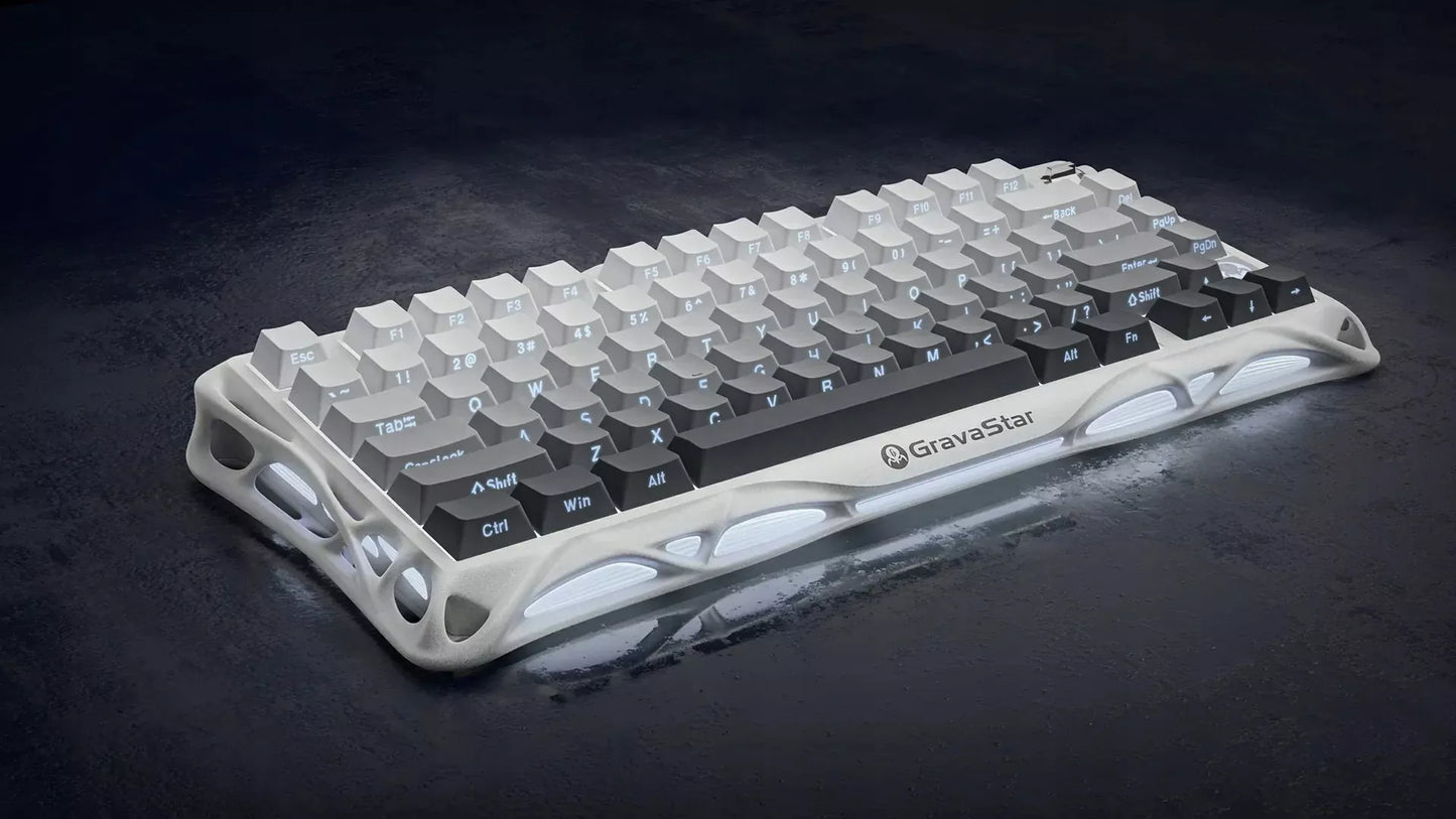 GravaStar Mercury K1 Bela belaidė mechaninė klaviatūra