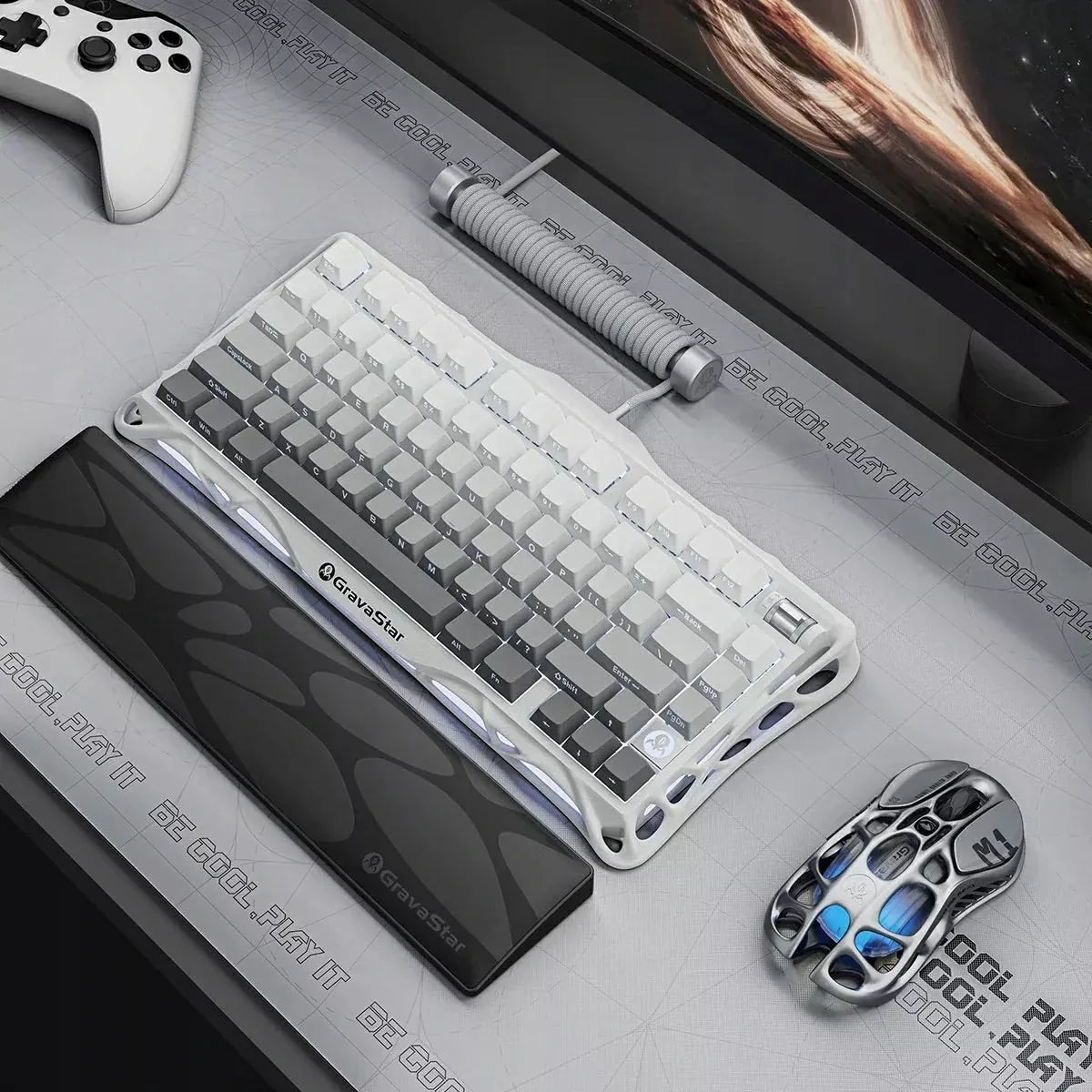 GravaStar Mercury K1 Bela belaidė mechaninė klaviatūra