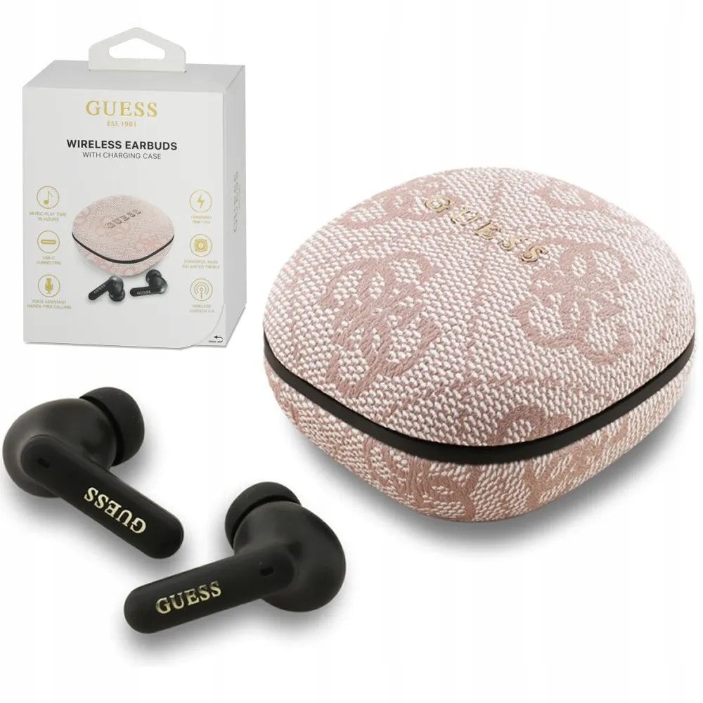 Originalios belaidės „Guess 4G“ „Bluetooth TWS“ ausinės su įkrovimo dėklu