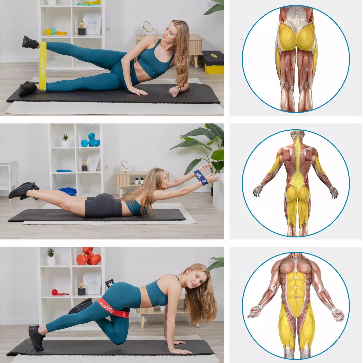 Rinkinys: 5 fitneso treniruočių juostos – viso kūno treniruotėms