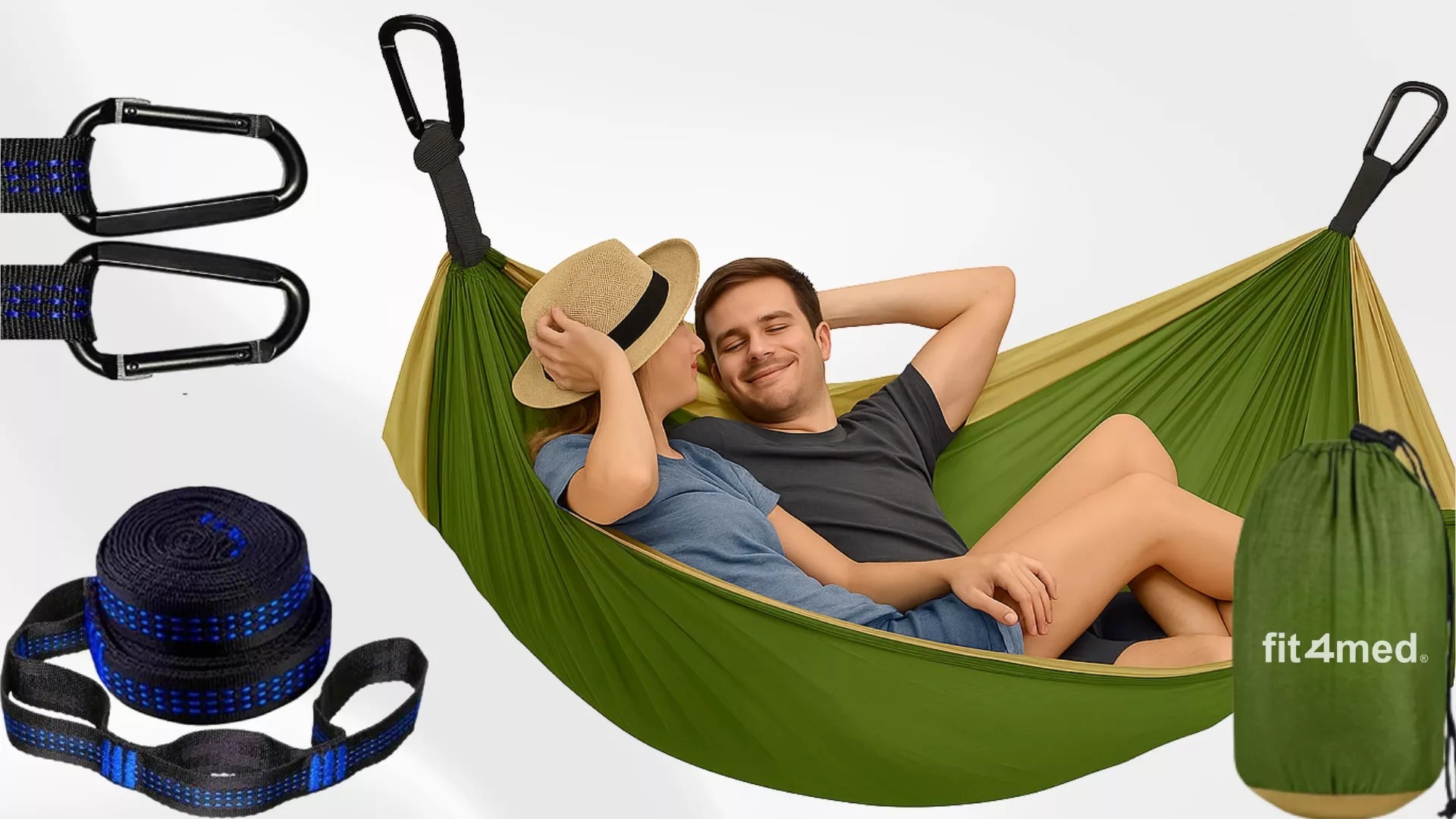 DVI VIETA HAMAKAS-SUPYNĖ 300x200 DIDELIS 300KG XXL LENGVAS STIPRUS GREITAS MONTAVIMAS