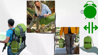 DVI VIETA HAMAKAS-SUPYNĖ 300x200 DIDELIS 300KG XXL LENGVAS STIPRUS GREITAS MONTAVIMAS