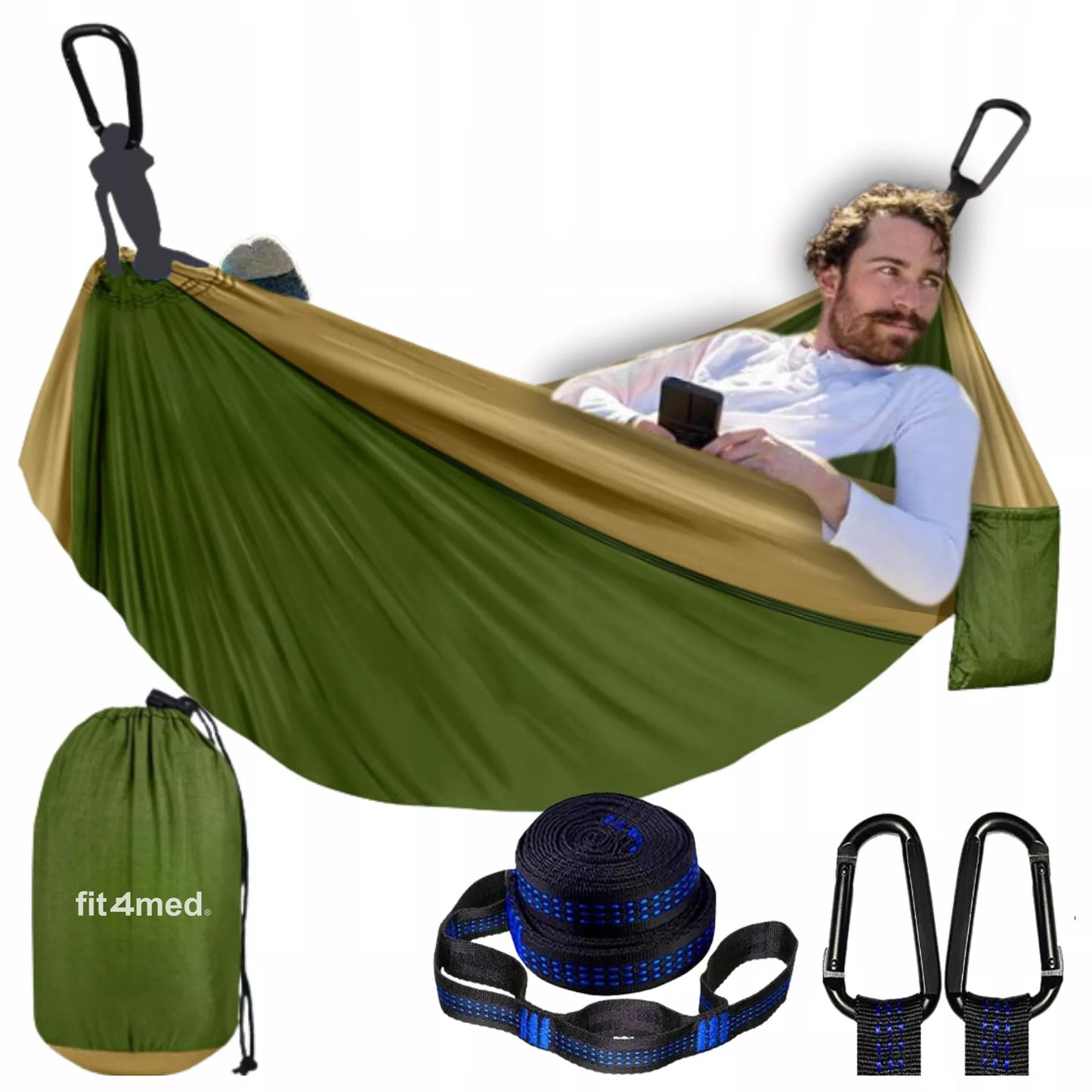 DVI VIETA HAMAKAS-SUPYNĖ 300x200 DIDELIS 300KG XXL LENGVAS STIPRUS GREITAS MONTAVIMAS