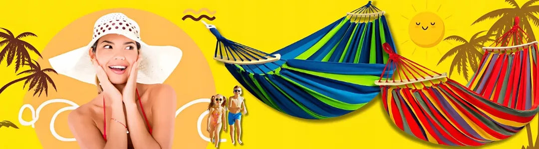 Sodo hamakas 2 asmenims, didelis turistinis, dvivietis su strypu, XXL 260x150