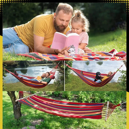 Sodo hamakas 2 asmenims, didelis turistinis, dvivietis su strypu, XXL 260x150