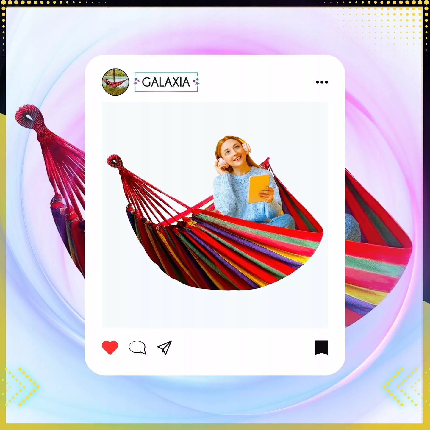 Sodo hamakas 2 asmenims, didelis turistinis, dvivietis su strypu, XXL 260x150