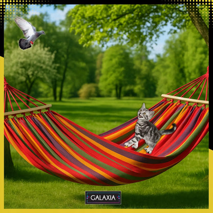 Sodo hamakas 2 asmenims, didelis turistinis, dvivietis su strypu, XXL 260x150