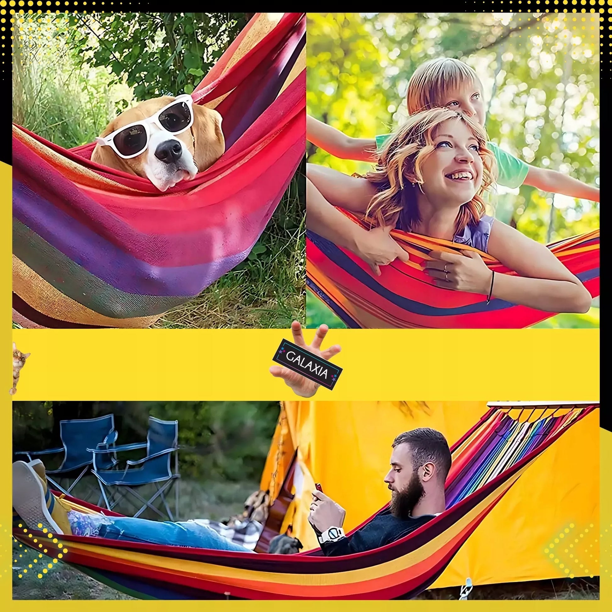 Sodo hamakas 2 asmenims, didelis turistinis, dvivietis su strypu, XXL 260x150