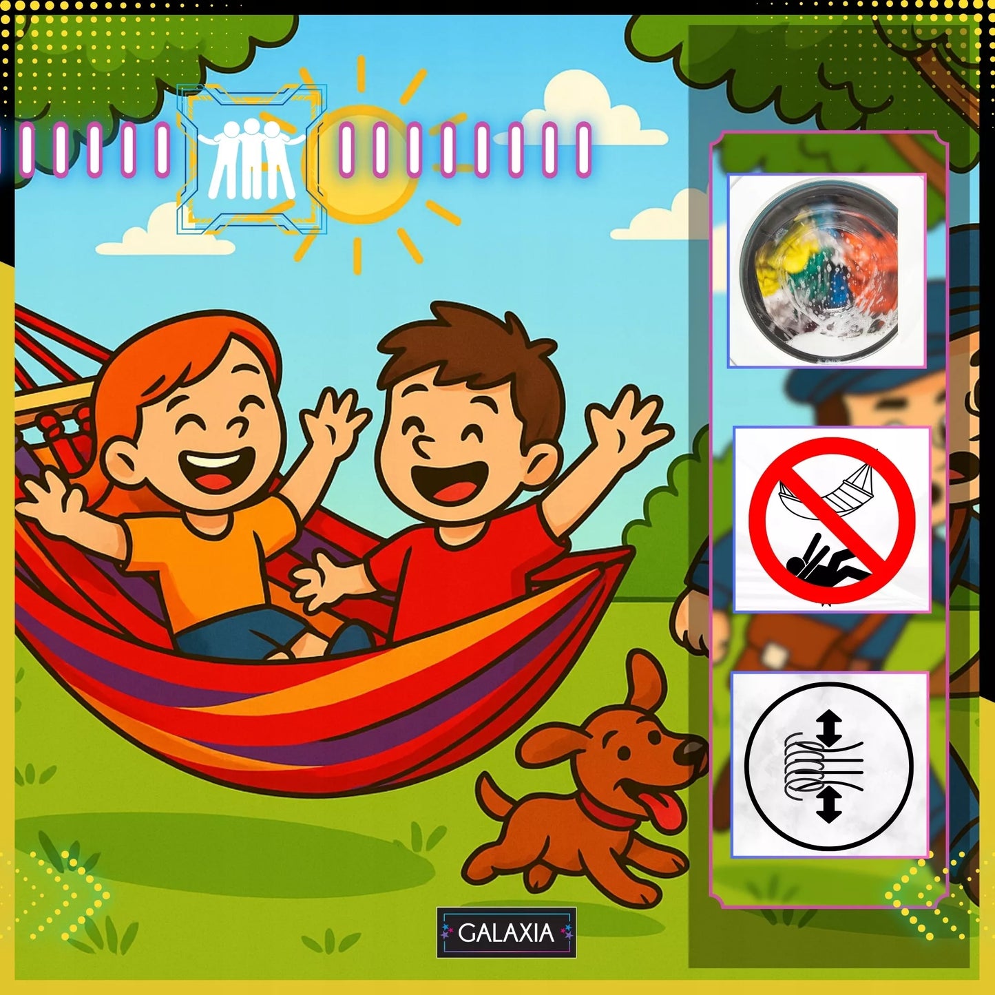 Sodo hamakas 2 asmenims, didelis turistinis, dvivietis su strypu, XXL 260x150