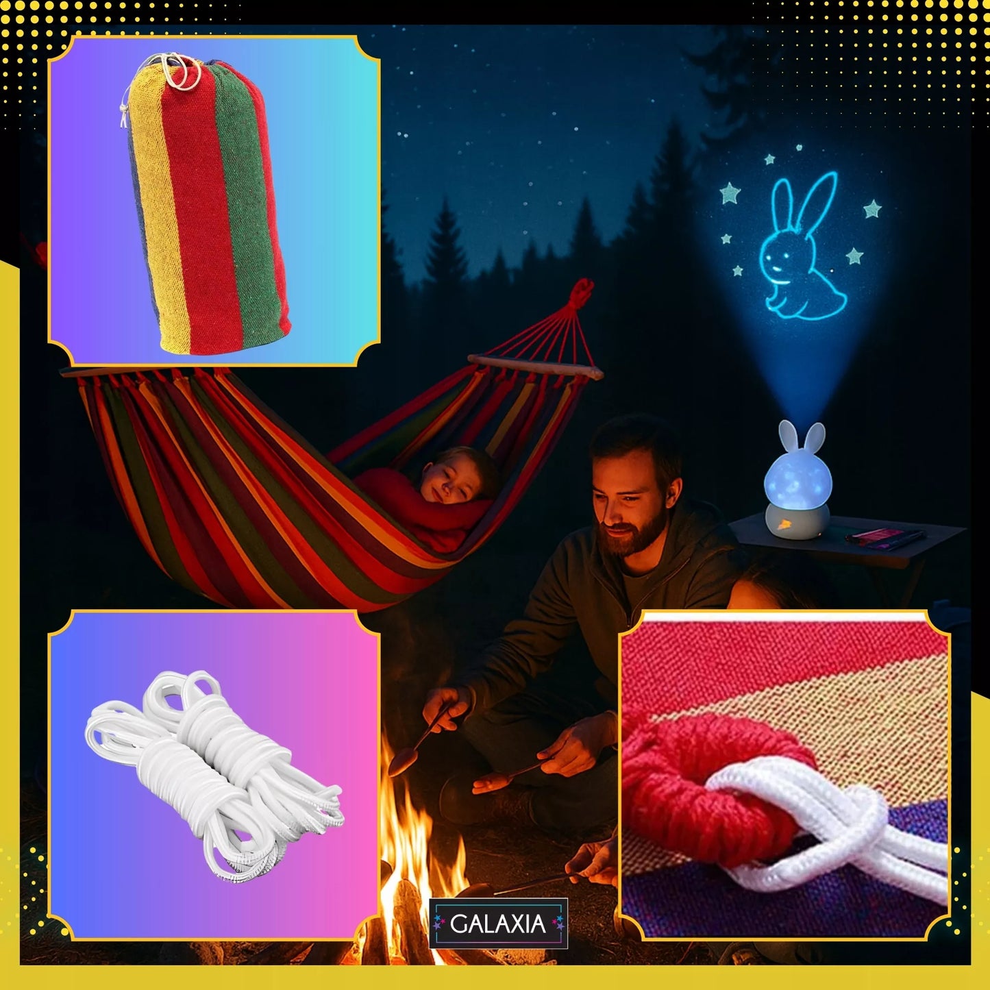 Sodo hamakas 2 asmenims, didelis turistinis, dvivietis su strypu, XXL 260x150