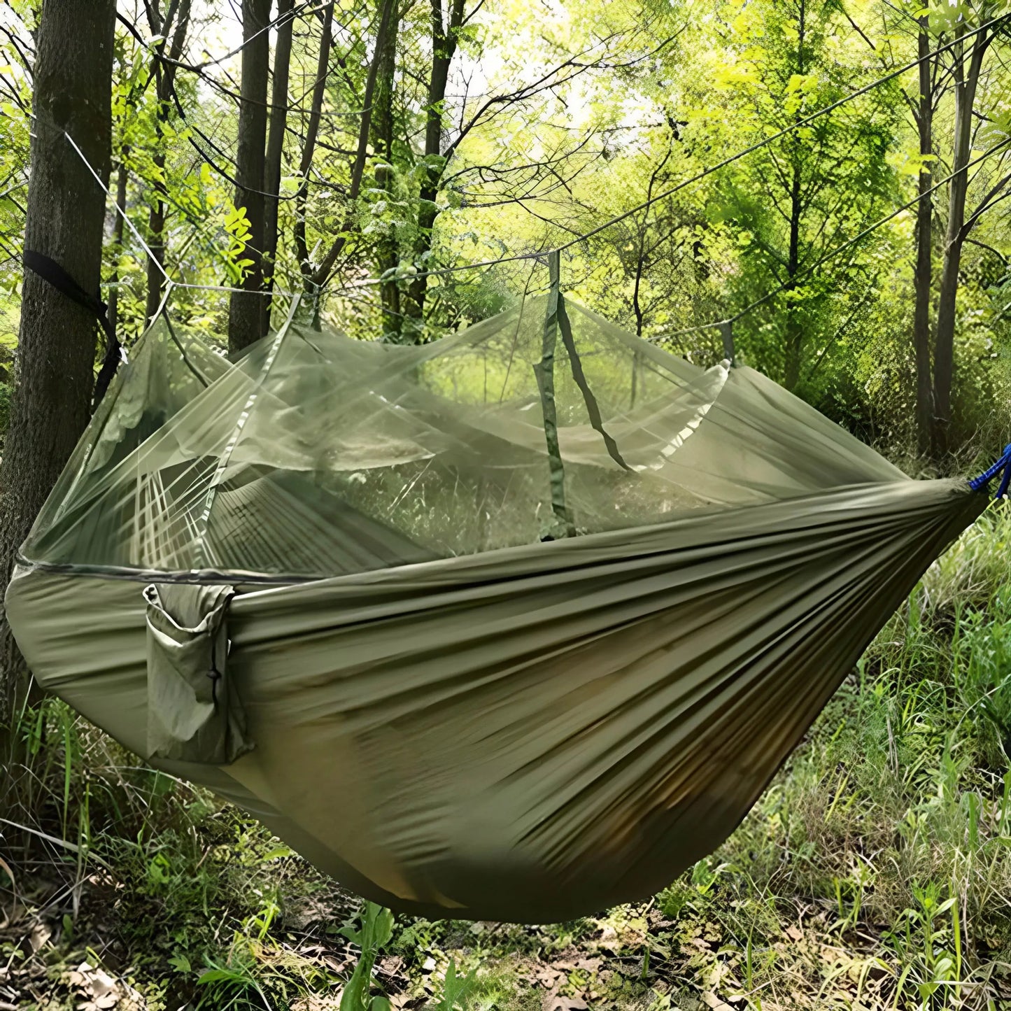 Hamakas dvigulis – turistinis ir kempingui - su moskitų tinklu, 260×140 cm