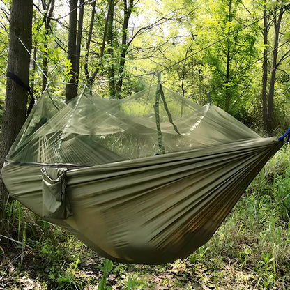 Hamakas dvigulis – turistinis ir kempingui - su moskitų tinklu, 260×140 cm