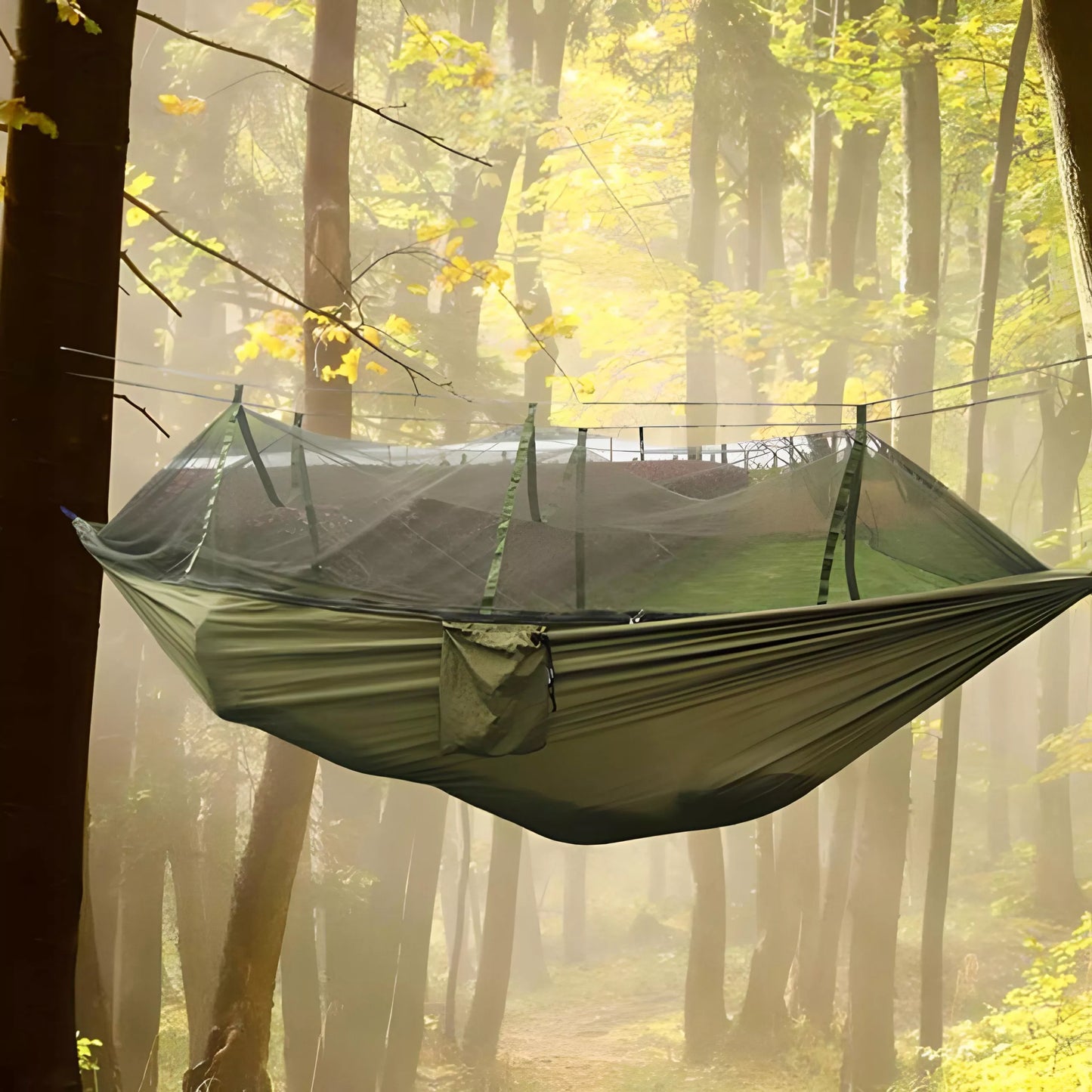 Hamakas dvigulis – turistinis ir kempingui - su moskitų tinklu, 260×140 cm