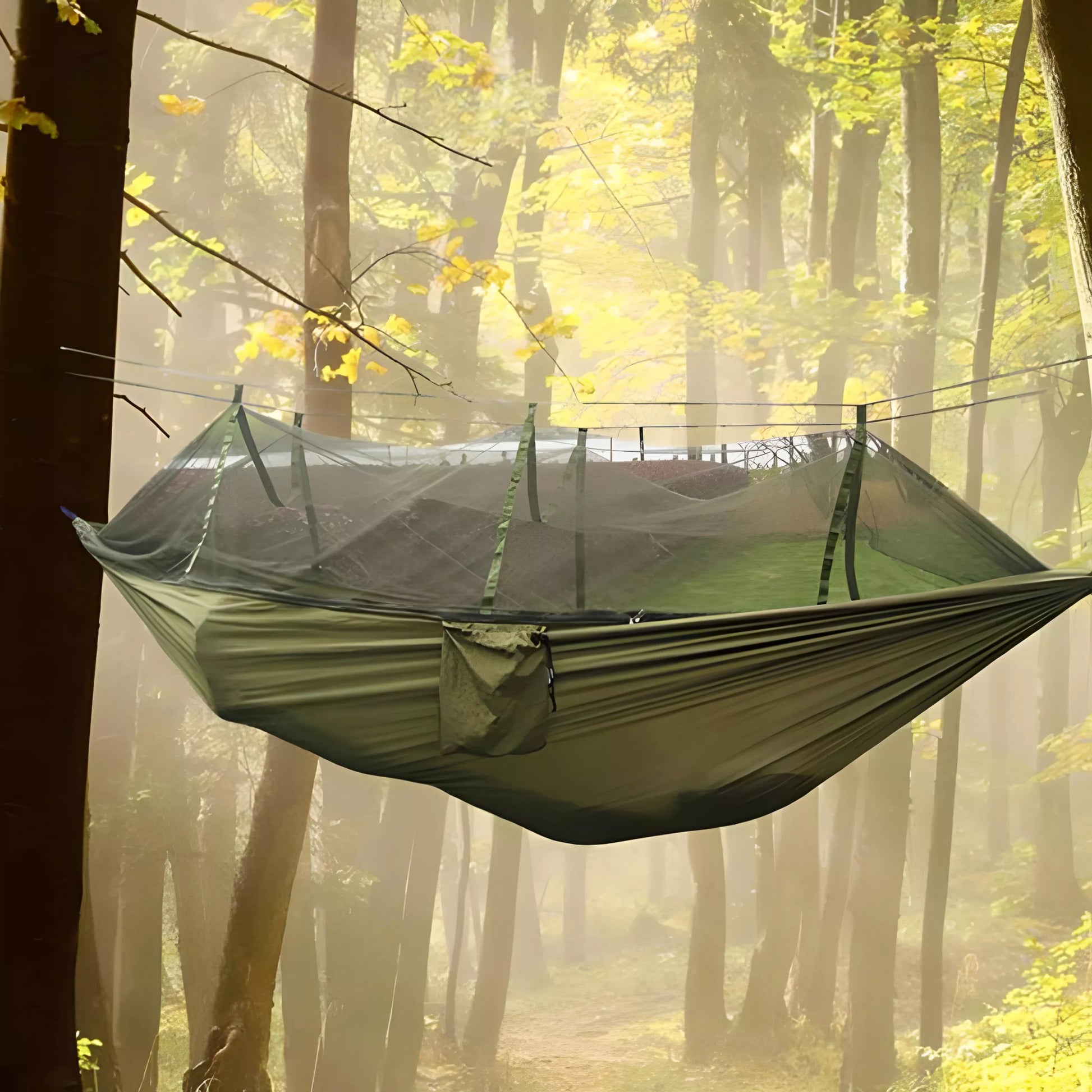 Hamakas dvigulis – turistinis ir kempingui - su moskitų tinklu, 260×140 cm
