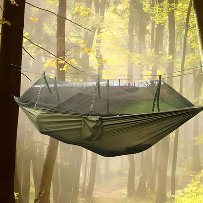 Hamakas dvigulis – turistinis ir kempingui - su moskitų tinklu, 260×140 cm