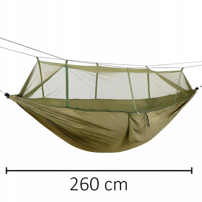Hamakas dvigulis – turistinis ir kempingui - su moskitų tinklu, 260×140 cm