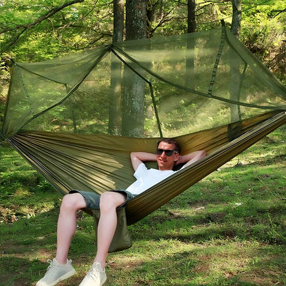Hamakas dvigulis – turistinis ir kempingui - su moskitų tinklu, 260×140 cm
