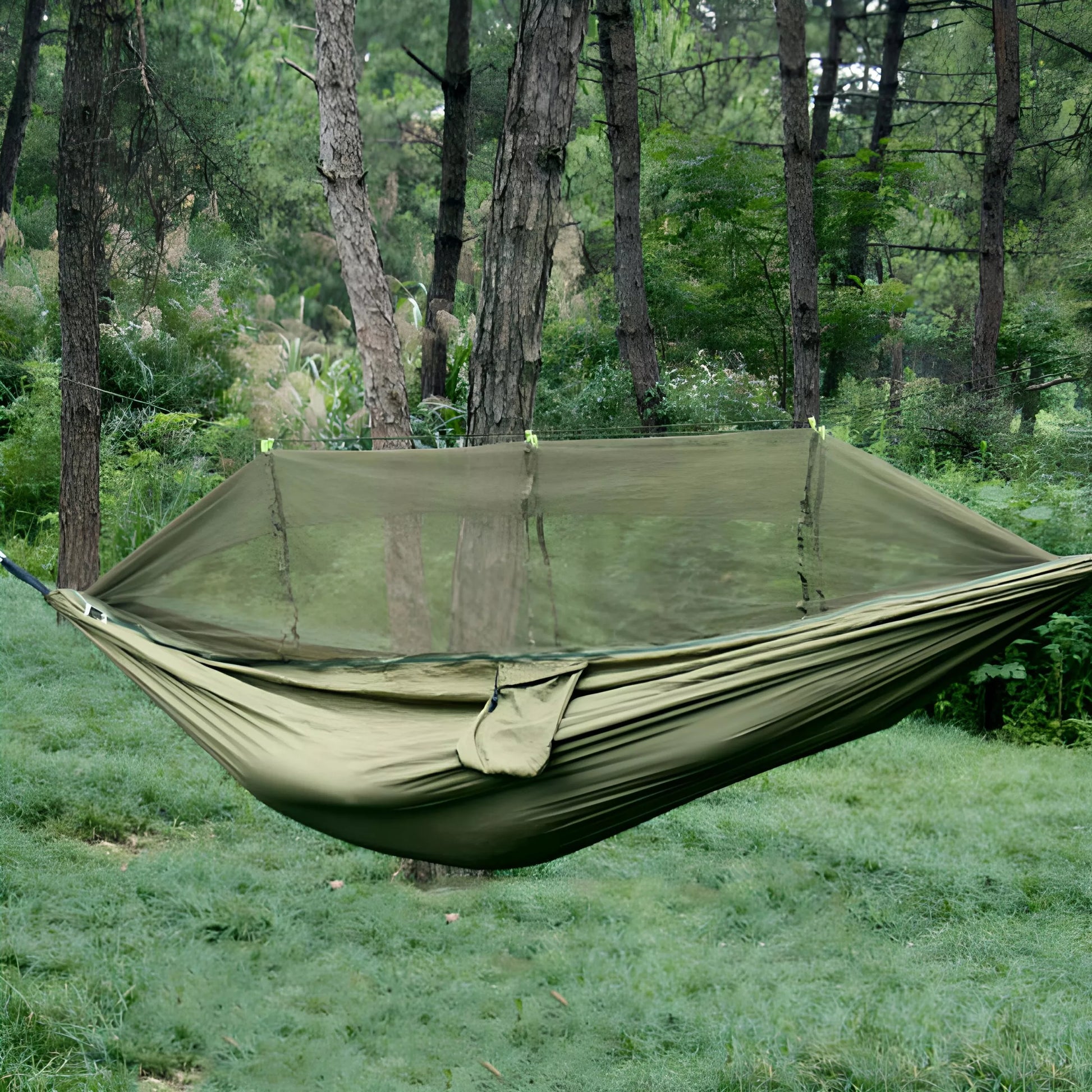 Hamakas dvigulis – turistinis ir kempingui - su moskitų tinklu, 260×140 cm