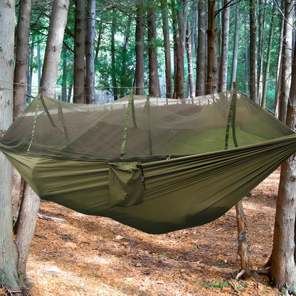 Hamakas dvigulis – turistinis ir kempingui - su moskitų tinklu, 260×140 cm