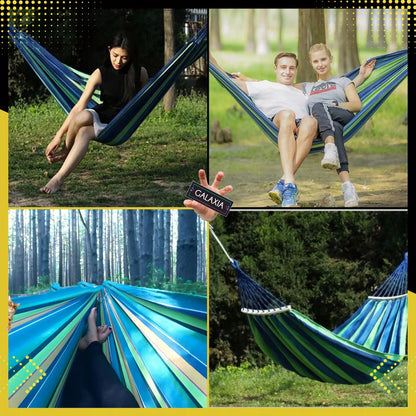 SODINĖ DVI VIETĖS HAMAKAS XXL 260x150 2 asmenims Turistinis su skersiniu DIDELIS