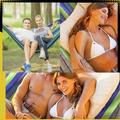 SODINĖ DVI VIETĖS HAMAKAS XXL 260x150 2 asmenims Turistinis su skersiniu DIDELIS