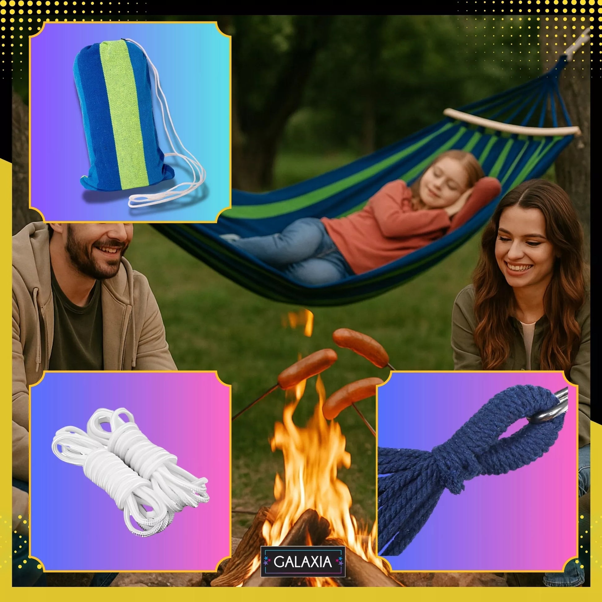 SODINĖ DVI VIETĖS HAMAKAS XXL 260x150 2 asmenims Turistinis su skersiniu DIDELIS