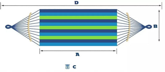 Sodo hamakas dvivietis XXL – su laikikliu, 200 kg talpa, 260×150 cm