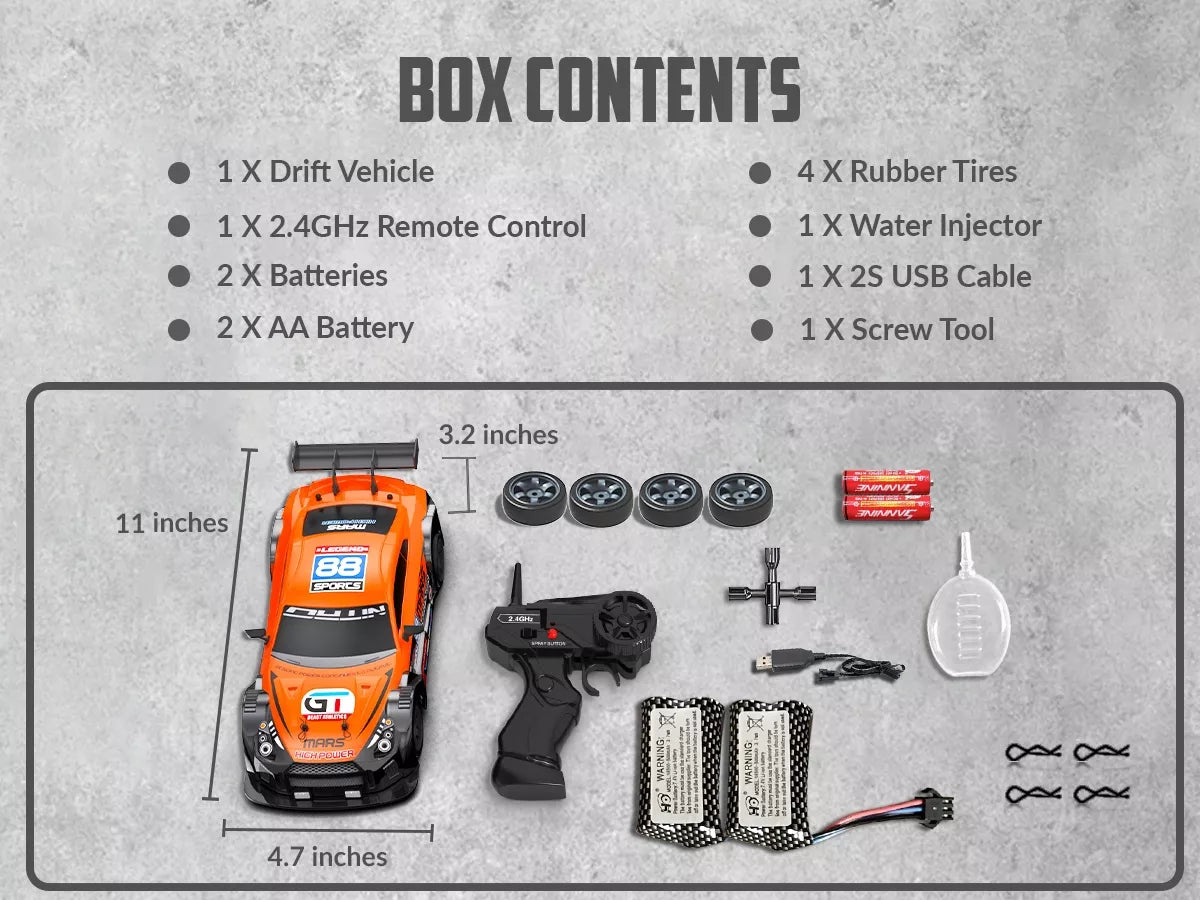 RC drifto automobilis su pulteliu, oranžinis