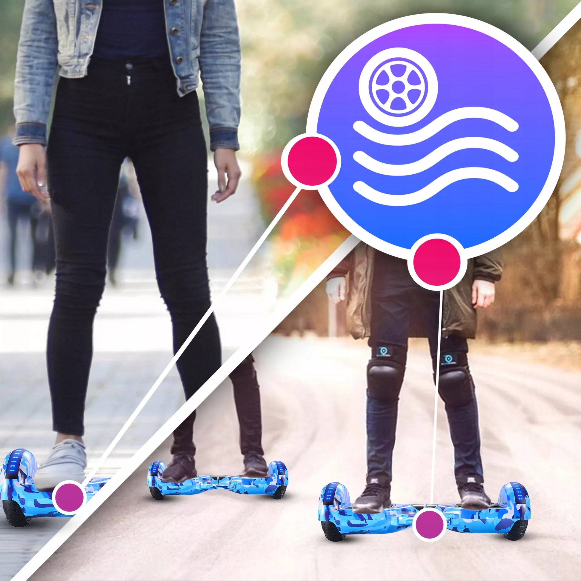 RETOO elektrinė riedlentė HOVERBOARD, 8 colių, LED, „Bluetooth“ garsiakalbis, mėlyna